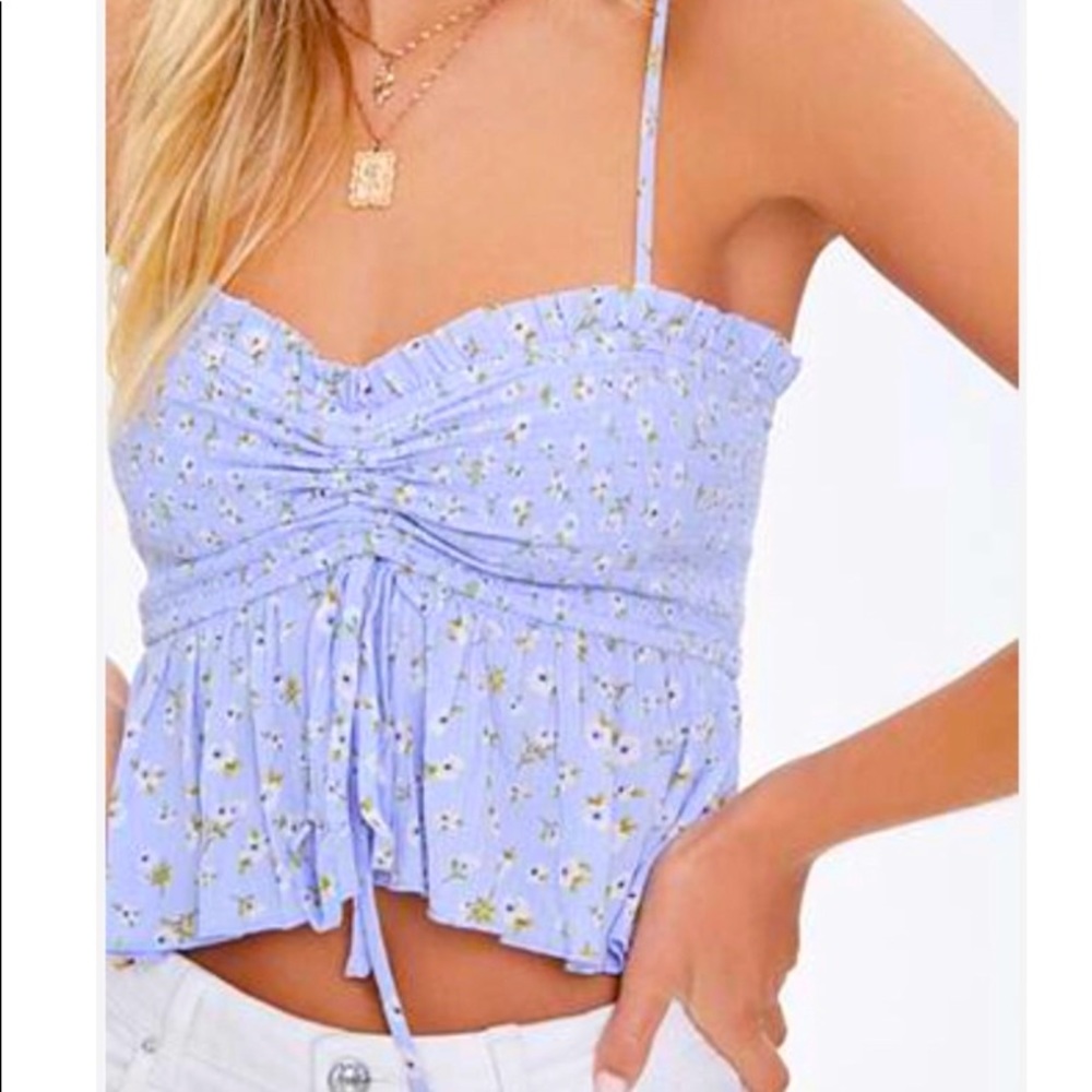 Forever21 	
Drawstring Floral Smocked Cami in Blue
